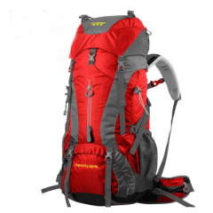 户外专业登山包双肩背包男女大容量旅游徒步背包防水背囊60+5L 红色 60+5L
