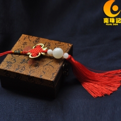 汽车挂件 砗磲龙牌 高档车内饰品 挂饰保出入平安符吊坠佛珠圆珠 红色 2cm玉华砗磲