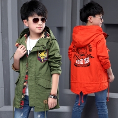 春季6新款7时尚8潮流9中大童男童10外套风衣 11到16岁男孩 潮酷 红色 120cm