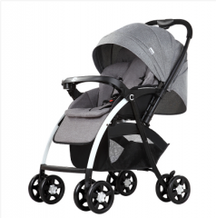 呵宝婴儿推车高景观可坐可躺四季儿童手推车轻便婴儿车四轮避震 宫廷灰 如图