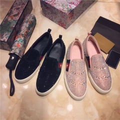 春季新款女鞋英伦风乐福鞋女平底真皮水钻单鞋一脚蹬懒人鞋女休闲 黑色 34