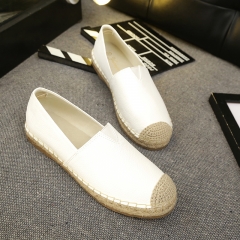 春鞋女2017新款渔夫鞋女平底懒人鞋一脚蹬小白鞋女韩版百搭乐福鞋 浅金色 34