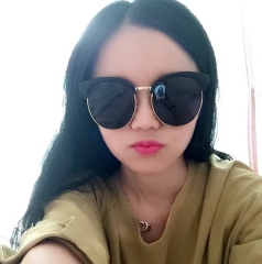 x偏光gm太阳镜女 圆脸金属半框板材明星同款v家墨镜女潮 2017韩国 黑色 如图