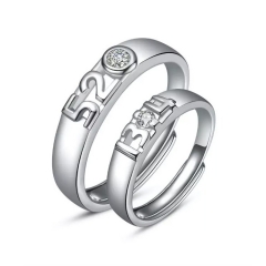 925纯银520戒指1314开口对戒创意活口男女情侣七夕情人节表白礼物